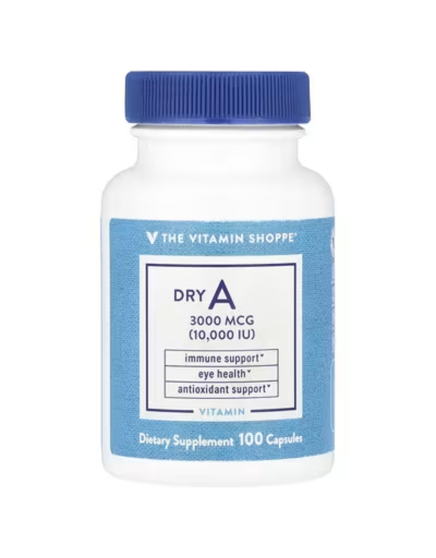 The Vitamin Shoppe 건조 <b>비타민</b>A 3000<b>mcg</b> 100 캡슐