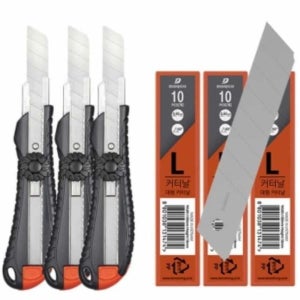 커터칼 대 3개 컷터칼 캇타 칼날 리필 작업용 칼심 문구용칼 예쁜 카터칼