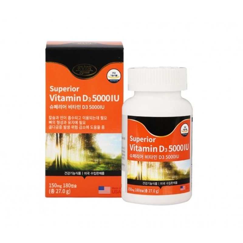 <b>에버</b>그린 슈페리어<b>비타민</b>D 5000IU 150mgx180c