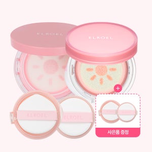 [봄맞이✨] 엘로엘 딸기우유 톤업 선쿠션 15g+25g 올인원 세트 SPF50+