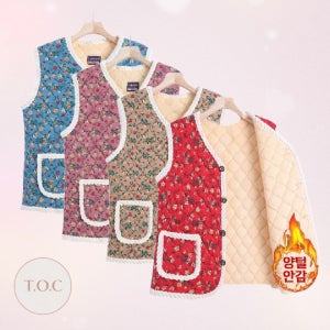 겨울 꽃무늬 레트로 촌캉스 빈티지 조끼 연예인스타일 김장 방한 엄마 할머니 빅사이즈 베스트