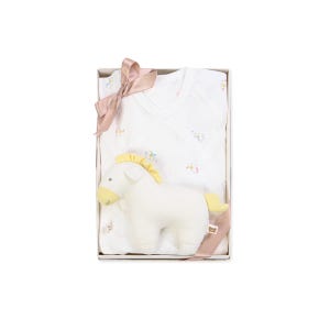 [오가닉맘] 26ss 말띠의해 임신축하선물 미니포니 배내가운+핸디포니 딸랑이 인형 2종세트