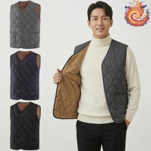 비엠 1+1 남성 겨울 융기모 털 조끼 신사 정장 이너 양털조끼 아빠 할아버지 선물