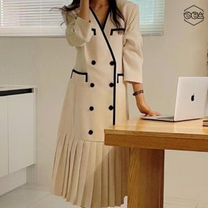 브이넥원피스 여성용 하객룩 롱원피스 플리츠 롱 정장원피스 모임룩