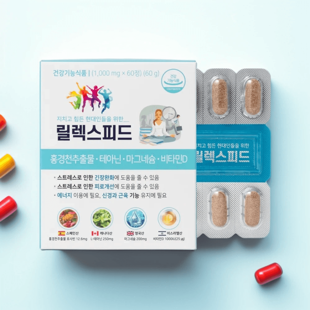 릴렉스피드 L 테아닌 홍경천 마그네슘영양제 스트레스 긴장완화 티마드포뮬라 60정, 1개 피로개선