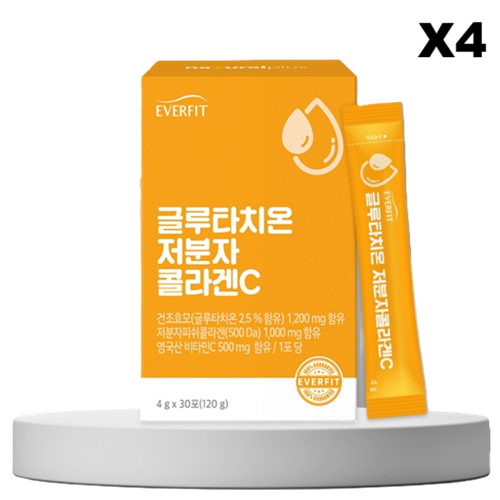 내츄럴플러스 에버핏 글루타치온 저분자 콜라겐C 4g 30포, 4개