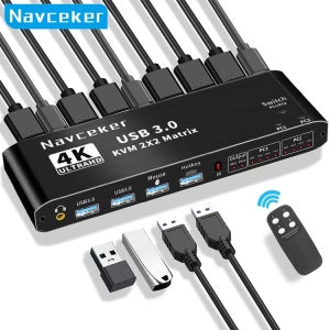 오디오 분배기 HDMI KVM 스위치 매트릭스 2x2 4K 60Hz 듀얼 모니터 확장 디스