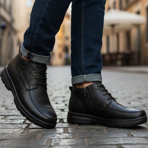 딕슈 남성 털 안감 소가죽 방한화 앵클 숏 부츠 4cm FWMS363