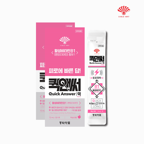 동화약품 퀵앤써 <b>벤포티아민</b> 마시는 액상 피로회복제 복숭아향 8포, 2개