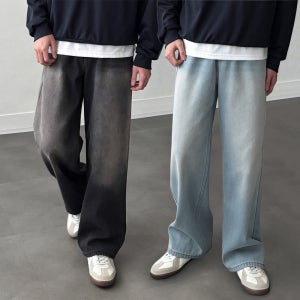 흑청바지 남자기모청바지 남자와이드팬츠 벌룬팬츠