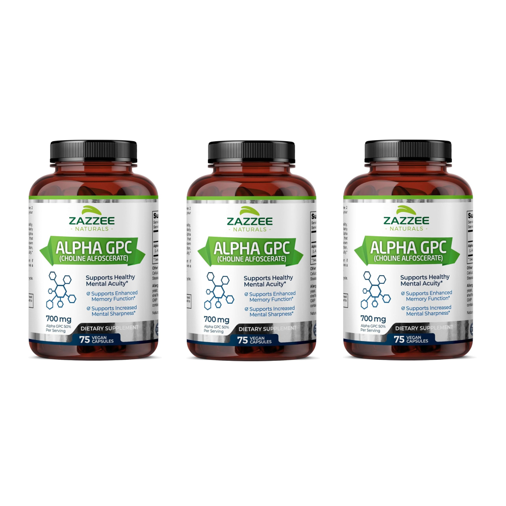 Zazzee <b>콜린알포세레이트</b> Alpha <b>gpc</b> 700mg 75캡슐 x3