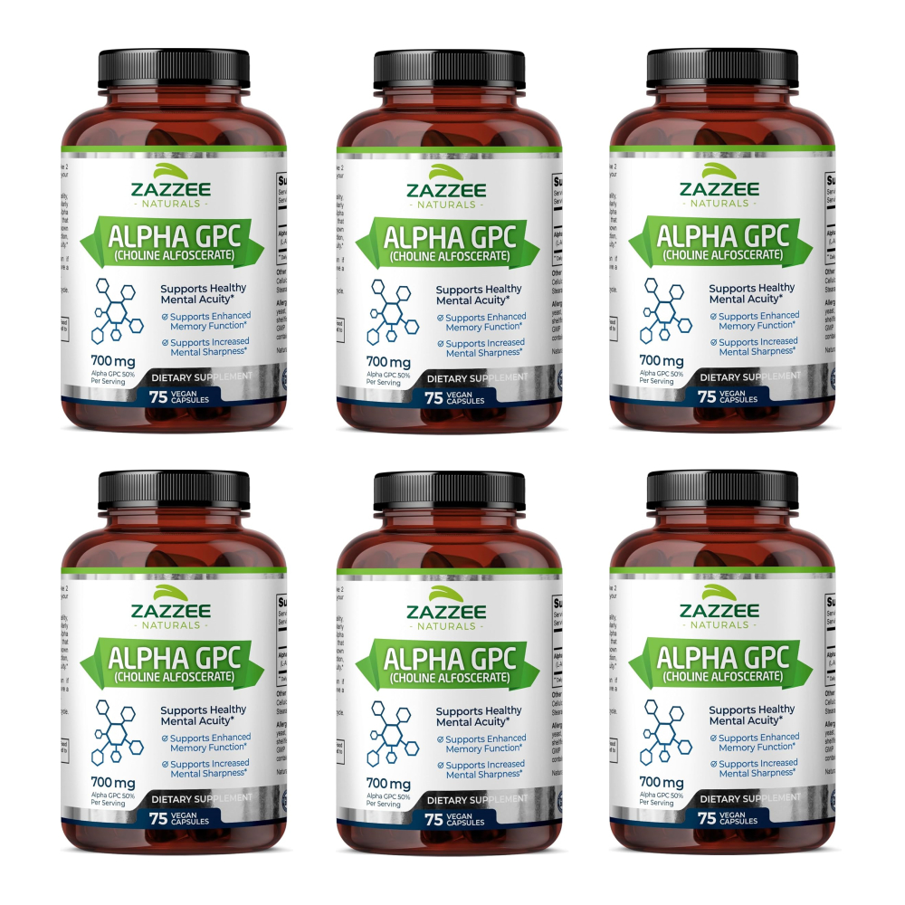 Zazzee <b>콜린알포세레이트</b> Alpha <b>gpc</b> 700mg 75캡슐 x6