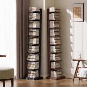 회전형 북타워 책장 슬림 디자인 다단 수납 가구 9단 월넛