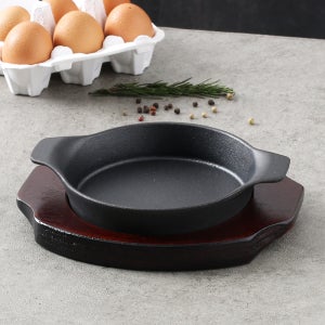 인덕션 무쇠 주물팬 구이 스테이크 철판 감바스 팬 판 14.8cm, 양손원형