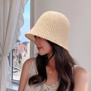 버킷햇 뜨개 니트 벙거지 밀짚모자 여자 봄 가을 겨울