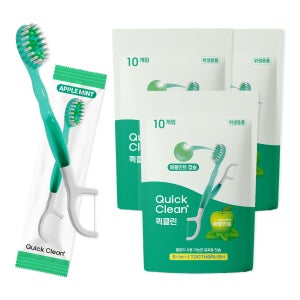 일회용 초소형 미니칫솔 퀵클린 애플민트향 휴대용 개별포장 10개입, 3개