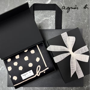 아네스베 명품 손수건 대형 (57X57) 쁘띠스카프 블랙 골드닷