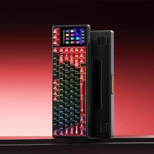 AULA L99 유무선 기계식 키보드 터치스크린 레드 캬라멜라떼축