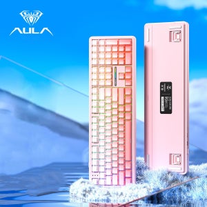 AULA F108 유무선 기계식 키보드 핑크 측각 카라멜라떼축