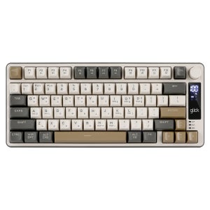 지클릭커 WK50 사일런스 M 텐키리스 78키 RGB 풀윤활 방수 LCD 무소음 무선 블루투스 게이밍 키보드 Cappuccino Khaki