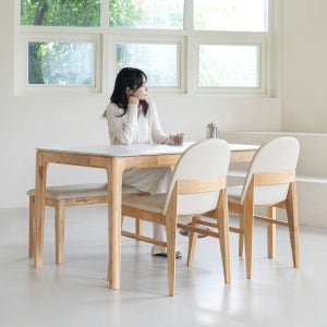 데일리리빙 데이지 포세린 세라믹 원목 식탁 테이블 세트 1400/1800 (4colors)