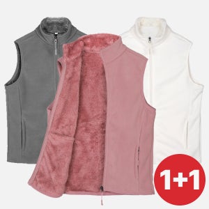 1+1 여성 털조끼 후리스 조끼 뽀글이 양털 플리스 집업 베스트(W4OPWV03)