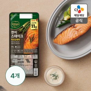 [출시 1개월, 10만개 판매] 비비고 연어 스테이크 순살 필렛 생선구이 연어구이 60g, 4개