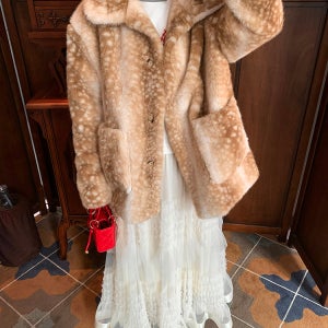 사슴 패턴 친환경 모피 퍼 자켓