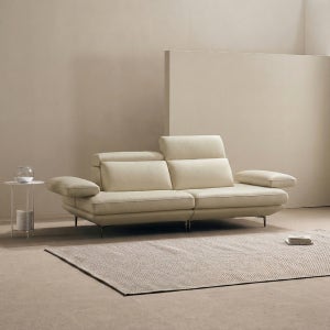 쉐우드가구 모담 이태리 천연통가죽 팔걸이 스윙 소파 프렌치베이지, 3인용