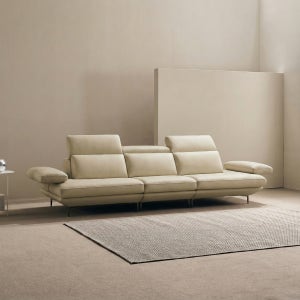 쉐우드가구 모담 이태리 천연통가죽 팔걸이 모듈형 스윙소파 프렌치베이지, 4인용