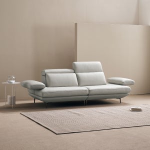 쉐우드가구 모담 이태리 천연통가죽 팔걸이 스윙 소파 라이트그레이, 3인용