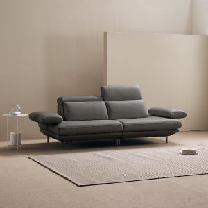 쉐우드가구 모담 이태리 천연통가죽 팔걸이 스윙 소파 딥그레이, 3인용