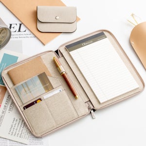 [각인가능]오브리즈 아테네 가죽 지퍼형 메모패드+속지SET 리갈패드커버 A5