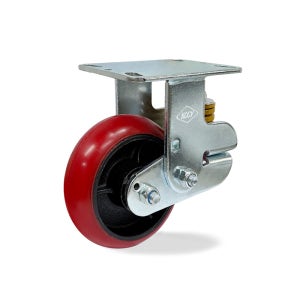 완충형 스프링캐스터 15.2cm-4.8cm (6인치) 우레탄바퀴 완충바퀴 산업용캐스터