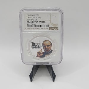 니우에 2015년 더 갓파더 컬러 은화 99.9% 31.1g 40mm NGC PF 69등급 울트라 카메오 뉴질랜드 발행 수집난이도 상급 판매번호 외180