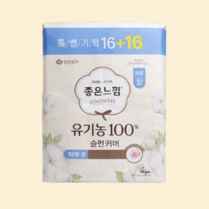 좋은느낌 유기농 순면커버 맥시슬림 대형 32매 1개 생리대