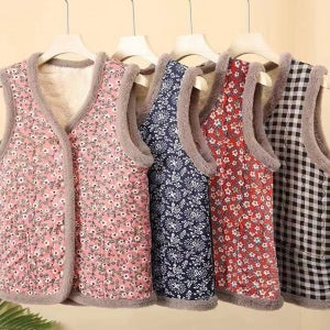 할미룩 어르신조끼 촌캉스 할머니조끼기모 할머니털 꽃무늬 촌캉스패션