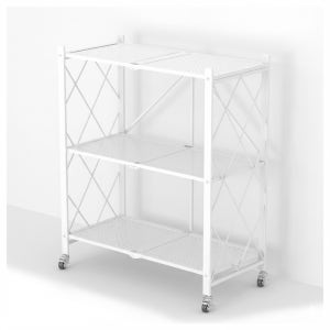 원터치 폴딩 선반 철제 이동식 수납장 팬트리 715x340x870mm, 3단, 화이트