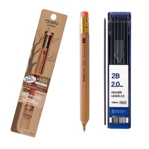 오토 목재 홀더샤프 2.0mm WN03 내추럴 홀더심 세트