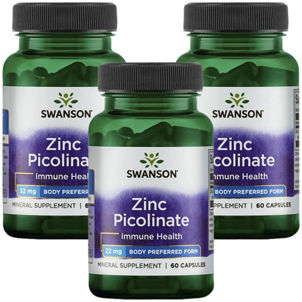 스완슨 <b>징크 피콜리네이트</b> 22mg 60정 3개