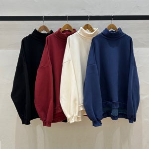 (세일)빅사이즈 목폴라 기모 언발기장 맨투맨