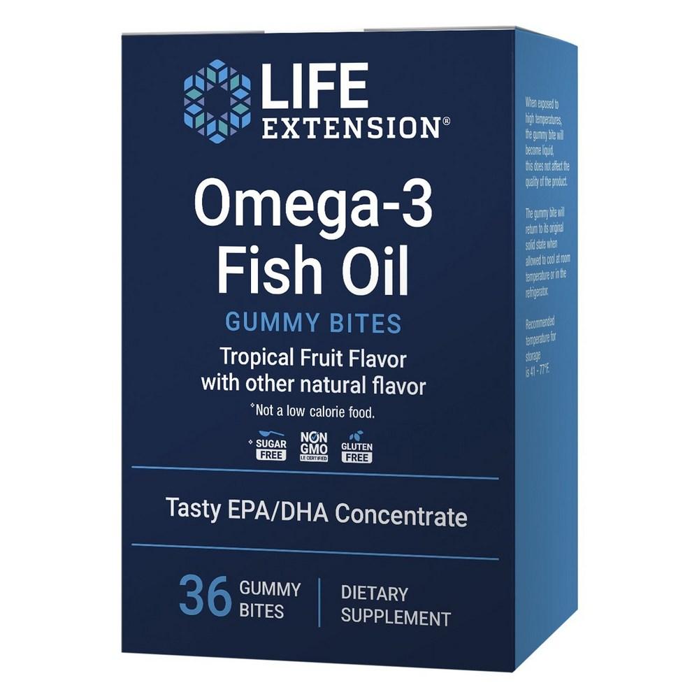 라이프익스텐션 트로피칼 오일 바이츠 구미 <b>기타</b> <b>오메가3</b> 내츄럴 프루트 피쉬 36정