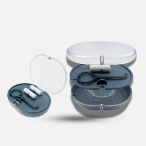 인비절라인 케이스 거울 투명 교정 틀니 유지 장치 보관함 휴대용 츄이 리무버 포함