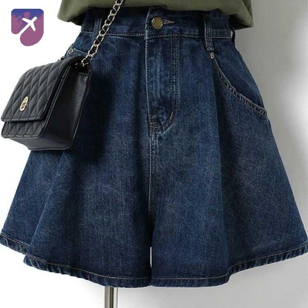 빅사이즈 여성 반바지 여자 치마반바지 데님