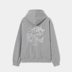 솔리드옴므 그레이 그래픽 후드 티셔츠 S261TS04C42G