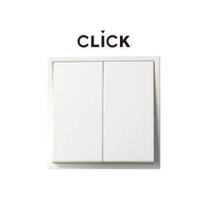 클릭 스위치 매트 화이트 2구 단로 플라스틱 박스 CLICK 유럽형 정사각 인테리어 매립