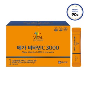 [90포] 종근당 바이탈프로그램 메가 비타민C 3000mg 90포, 1개