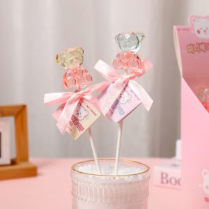 달달아재 답례품 어린이집 유치원 간식 막대사탕/무설탕캔디 곰돌이 캔디 롤리팝 13g,12개