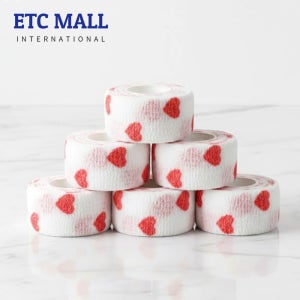 자가점착밴드 2.5cm 스포츠테이프 압박붕대 패턴 코반 손가락 반려동물 산책신발 하트화이트