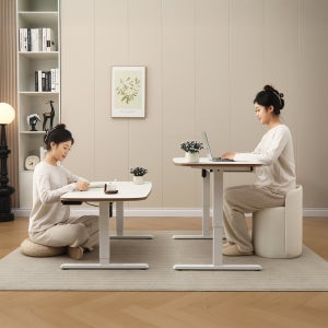 전동 모션 소파테이블 높이조절 거실 좌탁 리프트테이블 1000X600mm 라운드, 상판화이트
